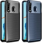 For Huawei P30 Lite, (2019) Tough Armour Shockproof Carbon Fibre Gel Phone Case