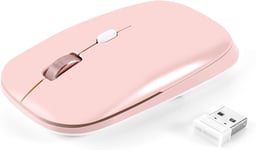 Souris Usb 2.4 Ghz Souris Sans Fil Optique Fine 2.4 Ghz 800-1200-1600 Dpi Réglable Pour Ordinateur, Laptop, Pc, Mac, Macbook, Système Mac Os/Windows/Andriod/Microsoft - Rose