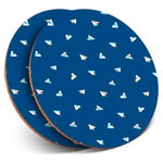 2 x Coasters - Paper Planes Pattern Aviation Home Gift #21992