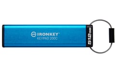 Kingston Technology Ironkey Keypad 200 Usb-minnepenn 512 Gb Usb Type-c 3.2 Gen 1 (3.1 Gen 1) Blå 512gb Usb Type-c Blå