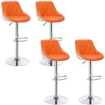 Woltu - 4 x Tabouret de bar en cuir artificiel, design 2 couleurs, siège bien rembourré, Orange Blanc