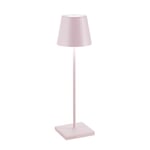 Zafferano, Lampe Poldina Pro, Lampe de Table Rechargeable et Sans Fil avec Contrôle Tactile, Utilisable également comme Lampe d'Extérieur, Dimmer 2200-3000 K, Hauteur 38 cm, Couleur Rose