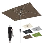 doppler Parasol rectangulaire en aluminium I Parasol à manivelle de haute qualité I Parasol de jardin pour balcon ou terrasse - parapluie à mât central avec manivelle - 220 x 140 cm