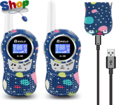 Rechargeable  Kids  Walkie  Talkies ,  8  Channels ,  2  Mile  Long  Range ,  Vo