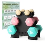 PhysKcal 1kg, 3kg, 5kg Hex Dumbbells Set with Steel Rack, Hand Weights with Storage Rack, Strength Training Fitness Home Workout