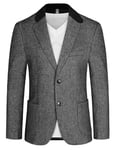 Veste Homme Elégant Business Blazer à 2 Boutons en Laine mélangée Noir et Blanc L