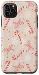 Coque pour iPhone 11 Pro Max Coquette de Noël en forme de canne à sucre d'orge beige neutre