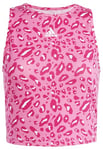 adidas Women's Essentials Animal-Print Crop Tank Top, Off White/Pulse Magenta/Bold Pink, L