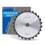 blueline by AKE Circular Saw Blade 235 x 30 Z24 Alternating Tooth, Carbide Coarse for Wood, Wood Material, Wood Material Coated, Plastic, on Hand Circular Saw, Underfloor Pull Saw, Table Saw