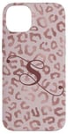 Coque pour iPhone 14 Plus Letter S Initial Leopard Rose Pink Cheetah Monogram