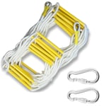 Fire Escape Ladder, 3 M, 460 Kg Capacity, Reusable Emergency Fire Ladder Flame Resistant Fire Safety Rope Ladder With Carabiners - Fast To Deploy & Simple To Use From Window And Balcony