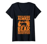 Womens Bear Hunting Funny Wildlife Animals Hunt V-Neck T-Shirt