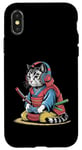 Coque pour iPhone X/XS Japon Kawaii Cat Samurai Casque Casque Manette de Jeu Vidéo