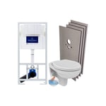 Pack wc bâti-support + wc Porcher sans bride + Abattant + Plaque blanche + Set d'habillage (ViConnectPorcher-2-sabo) - Villeroy&boch