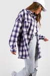 Womens Oversized Checked Shirt - Blue - 10, Blue