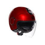 AGV - ETERES E2206, Jet Unisex Motorcycle Helmet, Open Face Motorbike Helmet with Antitheft Ring, Anti-Scratch and Anti-UV Visor, Instant Sweat Absorption Technology, Corsa Red, L