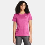 Haut à manches courtes Under Armour Tech™ Twist pour femme Rebel Rose / Rose Elixir / Blanc L