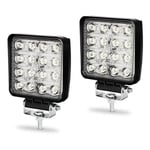 2x 48W Phare de Travail Carre a Leds Angle 60 dc 12V-24V Quad Camion Bateau Tracteur Offroad Impermeable