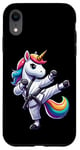 Coque pour iPhone XR Ceinture noire amusante licorne karaté athlète garçons filles enfants