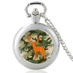 Pocket Watch, Classic Elk Design Quartz Pocket Watch Men Women Glass Dome Pendant Necklace Hours Chain Clock Best Gifts