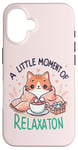 Coque pour iPhone 16 idee cadeau citation drôle relaxation design chat kawaii