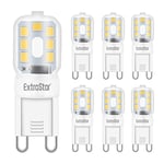 EXTRASTAR Ampoule LED G9, 2,5W équivalent à Une Lampe Halogène 20W, G9 LED Lampe Ampoules Lumière Blanc Chaud 3000K, Non-Dimmable 360 degrés, Lot de 6