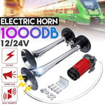 1000db Bilhorn Super Hög Dubbel Trumpet Luft Horn Kompressor 12v/24V För Bil Lastbil Båt Tåg Horn Tuta För Auto Horn