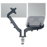 Leitz Ergo Space Saving Dual Monitor and Laptop Arm 6538 Height Adjustable Up to 32"/17" 1005 x 317 x 594 mm Grey