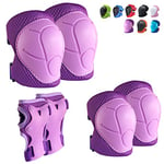 CKE Knee Pads for Kids Knee pads and Elbow Pads Toddler Protective Gear Set Kids Elbow Pads and Knee Pads for Girls Boys with Wrist Guards 3 in 1 for Skating Cycling Bike Rollerblading Scooter(Purple)