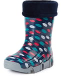 Ladeheid Bottes de Pluie Chaussure Enfant Fille Garçon Swk 24 (Bleu Foncé Points, 25/26 EU)