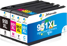 95Xl 951Xl Cartouches D'Encre Pour Hp 95 951 Xl Compatible Hp Officejet Pro 81 861 86 8615 862 86 863 864 866 8625 251Dw 271Dw 276Dw (Noir Cyan Magenta Jaune 4 Pack)