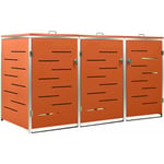 Vidaxl - Abri pour trois poubelles 207x77,5x115 cm Inox orange