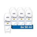 Dove Classic Anti-Perspirant Roll On deodorant with ¼ moisturising cream for 48-hour protection and underarm care 6x 50 ml