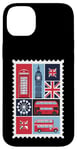 iPhone 14 Plus London Stamp with Iconic Landmarks - London Souvenir Case