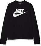 Nike B NSW LS Crew Club FLC HBR T-Shirt à Manches Longues Garçon, Noir (Black/White 010), FR : S (Taille Fabricant : S)