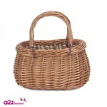 Child Swing Handle Coracle Wicker Shopping Basket for Easter Egg Hunts Book Day