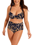 Seaspray Laguna Foil High Waist Bikini Bottoms, Dark Blue