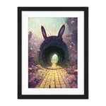 Doppelganger33 LTD Down The Rabbit Hole Alice In Wonderland Easter Bunny Tunnel Artwork Framed Wall Art Print 18X24 Inch