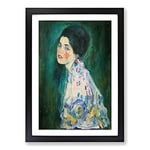 Big Box Art Portrait of A Lady by Gustav Klimt Framed Wall Art Picture Print Ready to Hang, Black A2 (62 x 45 cm)