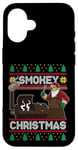 Coque pour iPhone 16 Père Noël grillé au barbecue sur Smoker Ugly Smokey Christmas