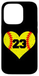 iPhone 14 Pro Softball Number 23 Jersey Funny Softball Heart Game Day Case