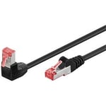 Patchkabel S/FTP, CAT6, RJ45 1 x vinklad 90°, svart 1 m