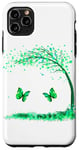 Coque pour iPhone 11 Pro Max Cute Blue Green Heart Tree of Life Art Green Butterfly Tree