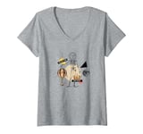 Womens Extravagant design: Artful collage - Vintage Sun King V-Neck T-Shirt