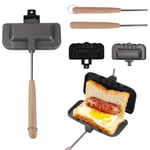 Removable Toasted Sandwich Maker Double-Sided Gas Sandwich Maker, Hand Toaster Sandwich Maker Non-Stick Grill Cheese Maker, Camping Toastie Maker For Breakfast Pancakes, Omelets, Frittatas (01)