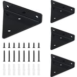 SHINING HOUSE 4PCS Supports d'étagère Triangle Invisible Supports à Tablettes Flottant 100 x 80 mm Équerre Étagère Murale en Fer avec Vis, Noir