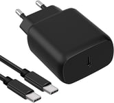 25W Usb C Rapide Chargeur Et Cable, Usbc Prise Secteur Mural Type C Alimentation Adaptateur Pour Iphone 14/14 Plus/14 Pro/14 Pro Max/13/12/11/Se/X/Xs/Xr