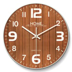 Décoration de salon Horloge murale silencieuse, cuisine de chambre à coucher Horloge de bordure en métal non-tick Protection de l'environnement Horloge de plaque arrière en bois massif (couleur: B)