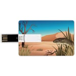 4G USB Flash Drives Credit Card Shape Reptiles Memory Stick Bank Card Style Grumpy Snake Looking from Grass at Desert Tropical Nature Poison Reptiles Wildlife Home,Multi Waterproof Pen Thumb Lovely J