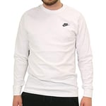 Nike Mens' Nike Sportswear Club Long Sleeved T-Shirt, White/Black, X-Large